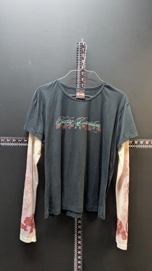 Harley-Davidson Layered Tattoo Look Floral Sleeve Tee – Dayton, OH (Women’s)