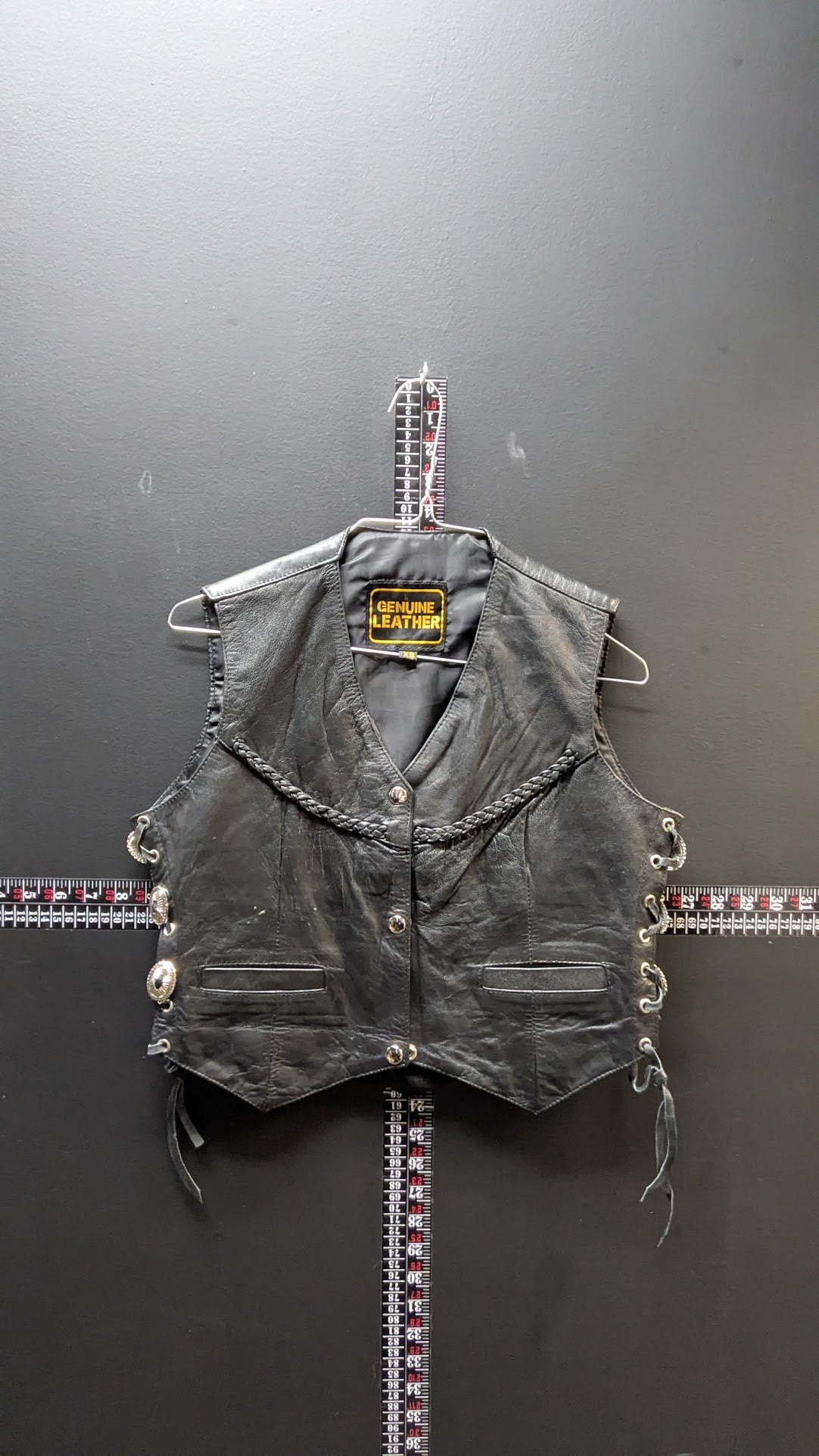 Vintage Genuine Leather Lace-Up Vest – Women’s XS
