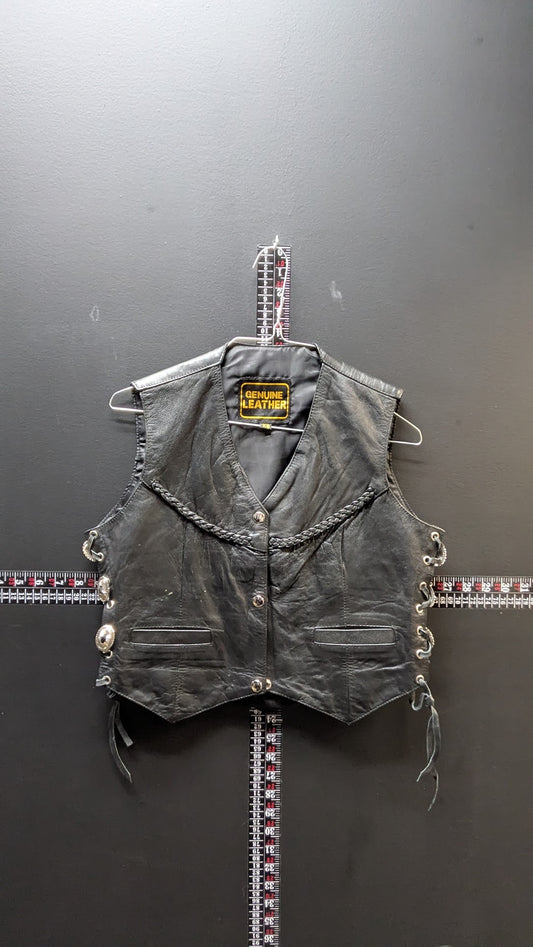 Vintage Genuine Leather Lace-Up Vest – Women’s XS