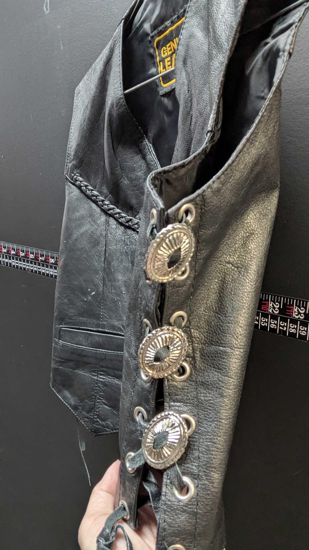 Vintage Genuine Leather Lace-Up Vest – Women’s XS