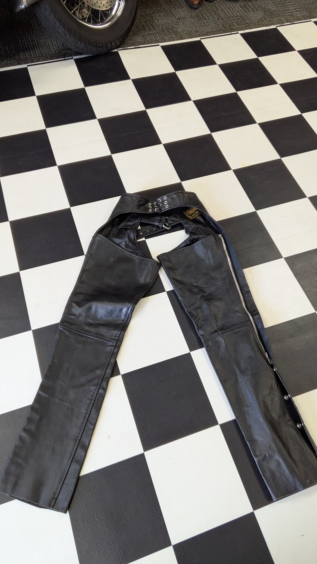 Leather Motorcycle Chaps – size Small