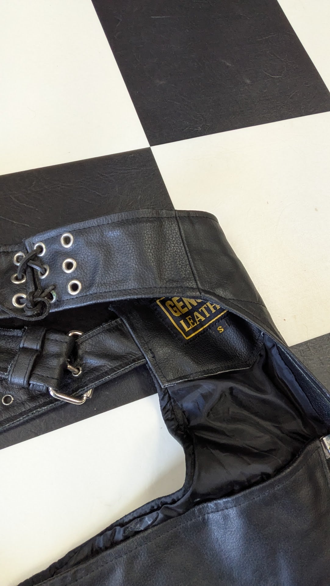 Leather Motorcycle Chaps – size Small