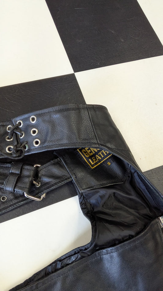 Leather Motorcycle Chaps – size Small