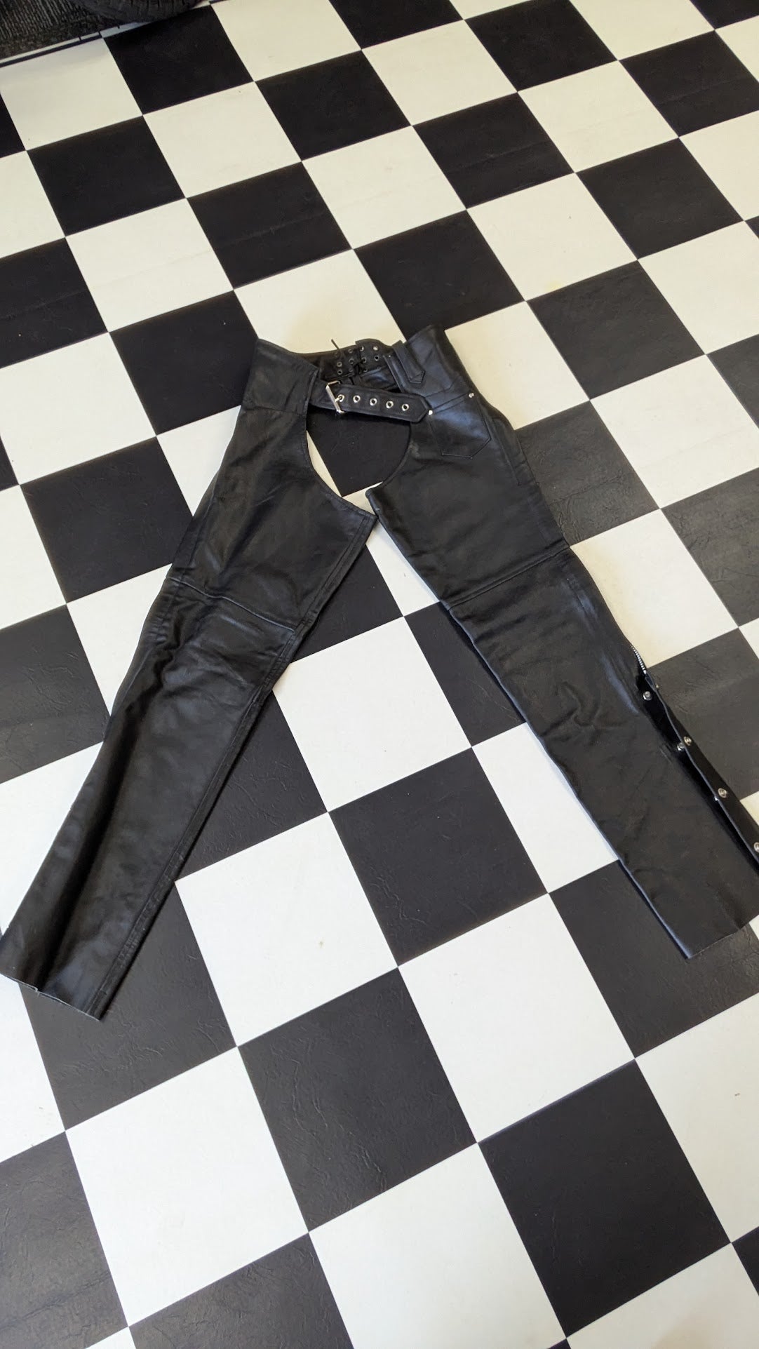 Leather Motorcycle Chaps – size Small