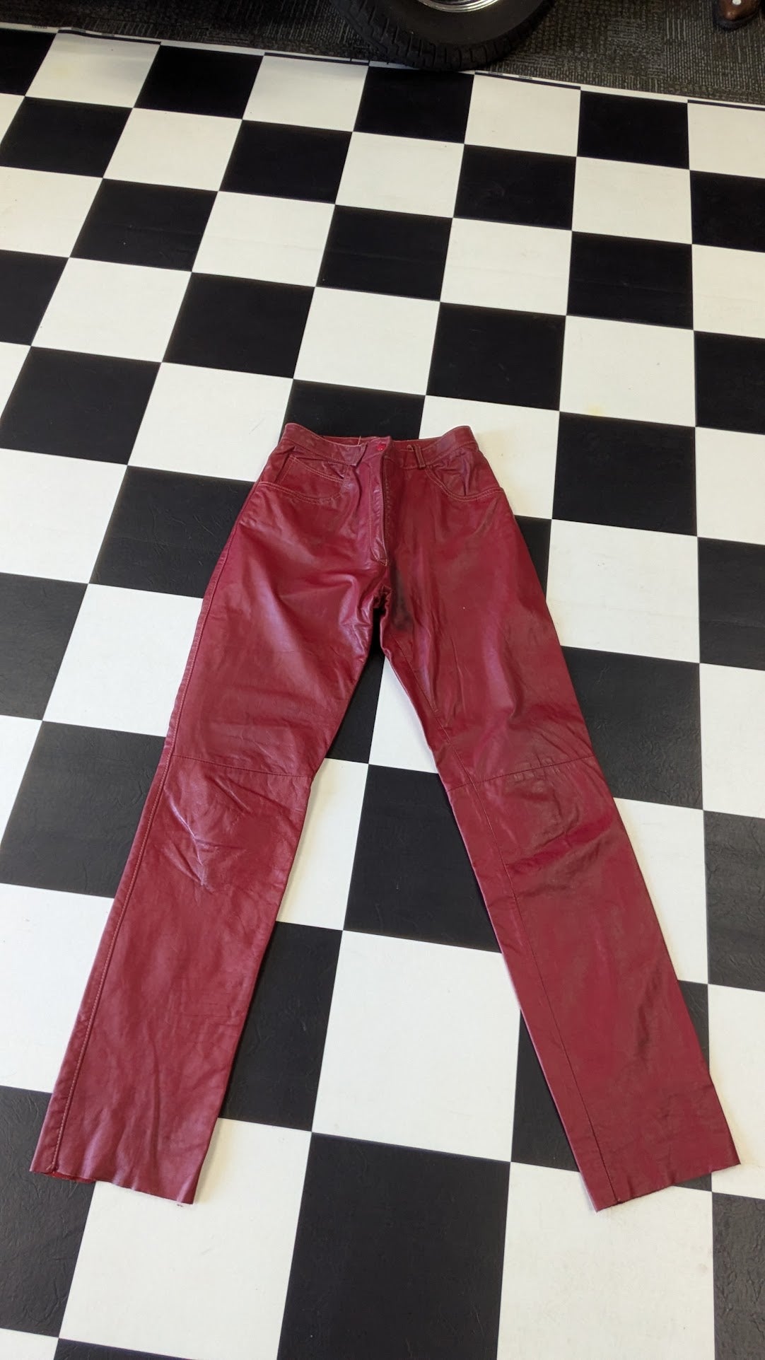 Vintage Reed Sportswear Red Leather Pants – Women’s Small – Genuine Leather