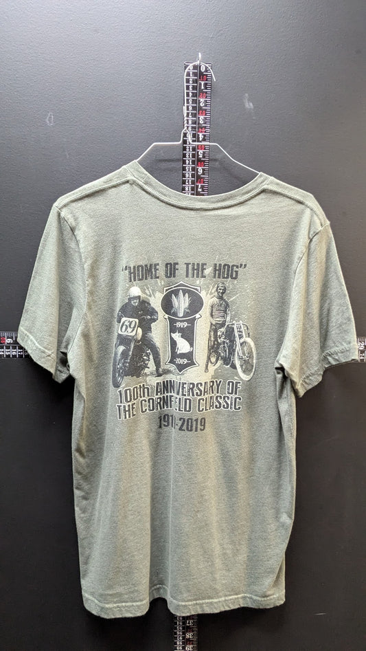 Vintage “Home of the Hog” Graphic Tee – 100th Anniversary Cornfield Classic – Olive Green