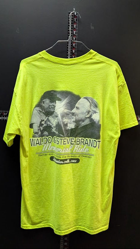 Brandt’s Harley-Davidson Memorial Ride Tee – Neon Green, Double-Sided Graphic