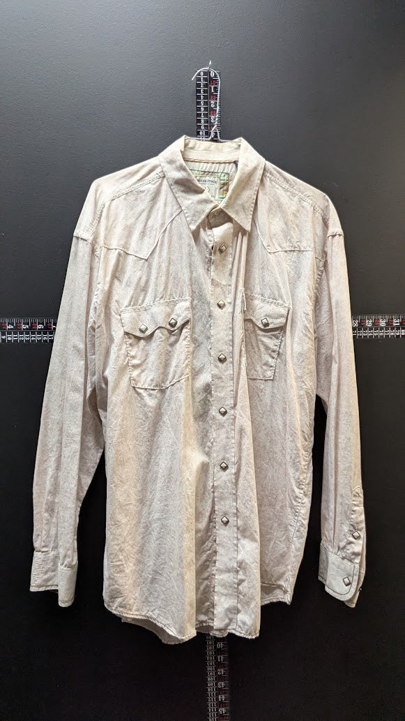 Rough Stock Panhandle Slim Western Shirt – Pearl Snap – Cream – Large
