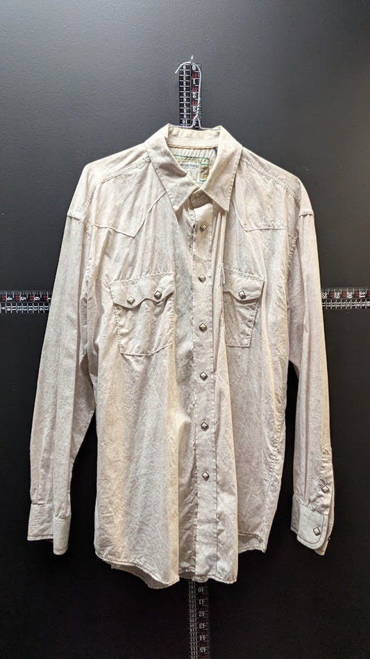 Rough Stock Panhandle Slim Western Shirt – Pearl Snap – Cream – Large