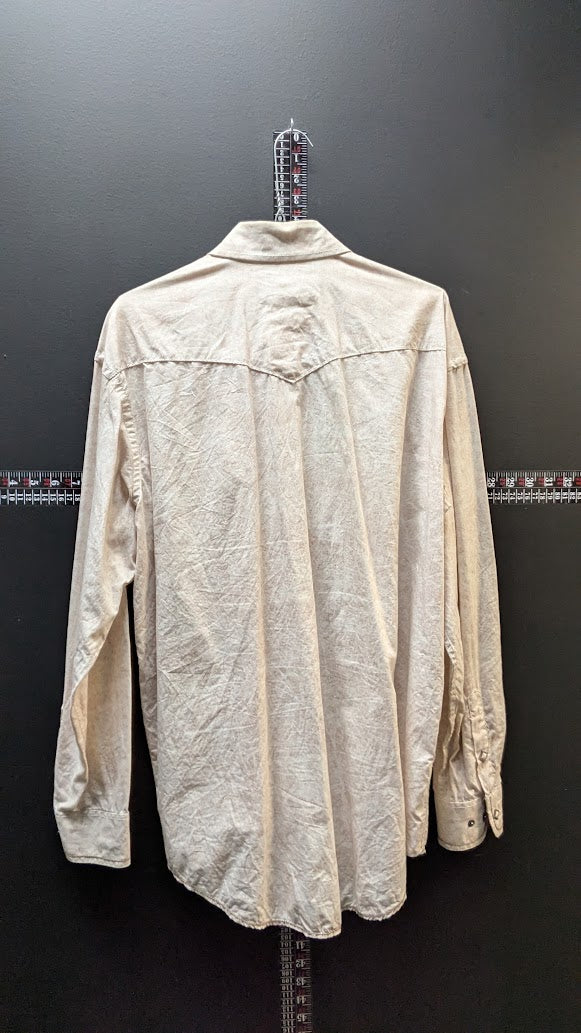 Rough Stock Panhandle Slim Western Shirt – Pearl Snap – Cream – Large