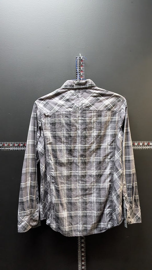 Buckle Black Plaid Button-Up Shirt – Gray – Small – Standard Fit