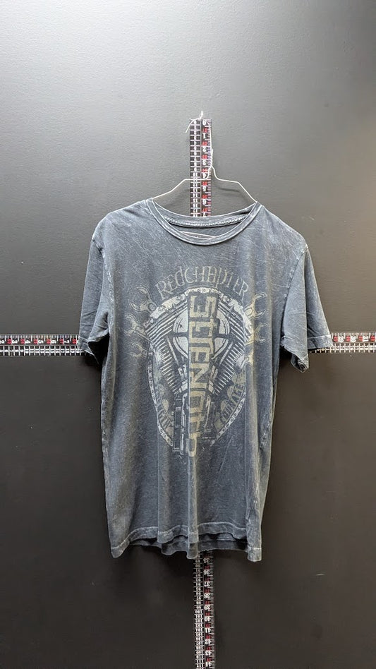 Red Chapter Graphic Tee – Engine Design – Faded Black – Small – Made in USA