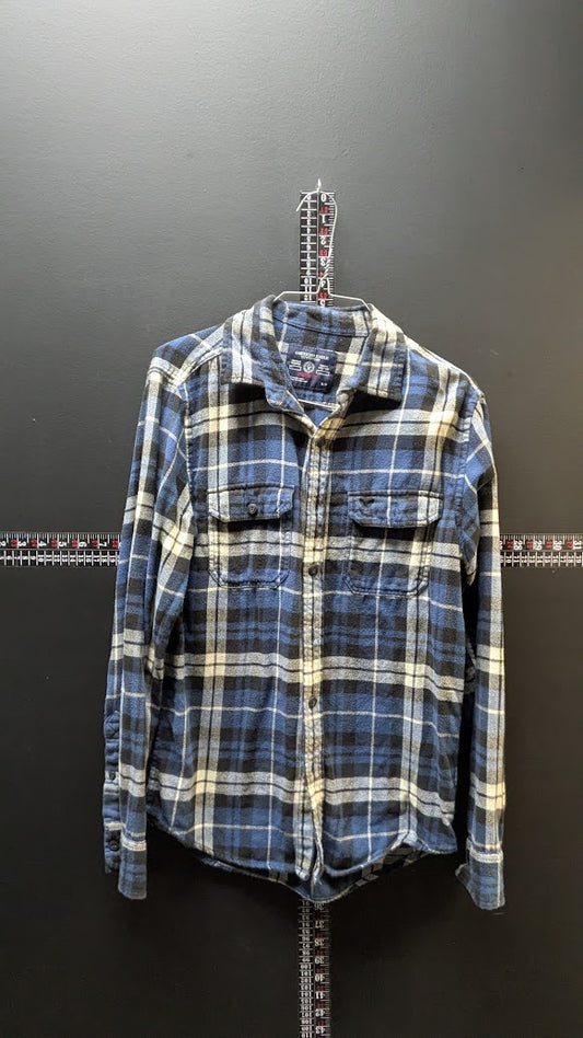 American Eagle Plaid Flannel – Blue/Black – Small