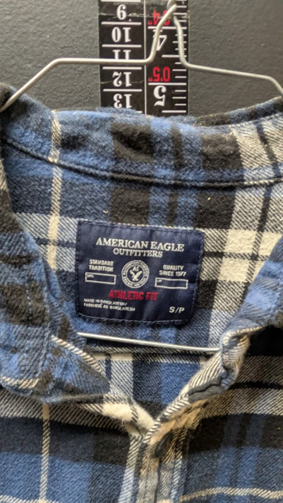 American Eagle Plaid Flannel – Blue/Black – Small