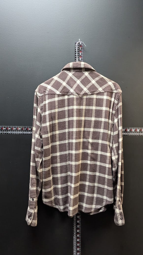 American Eagle Plaid Flannel – Brown/Cream – Small (Vintage Fit)