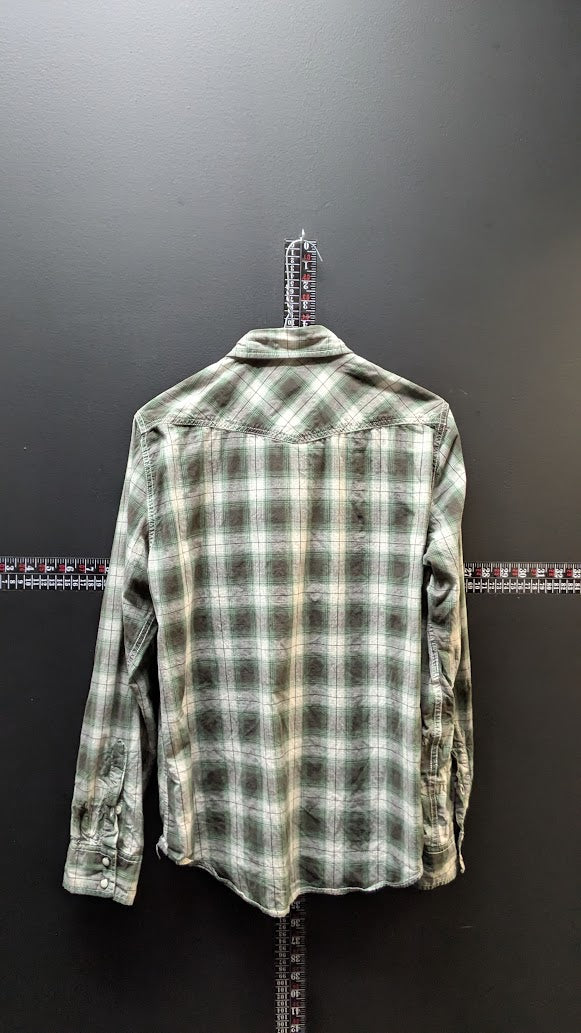 American Eagle Plaid Button-Up – Green/Tan – Small (Vintage Fit)