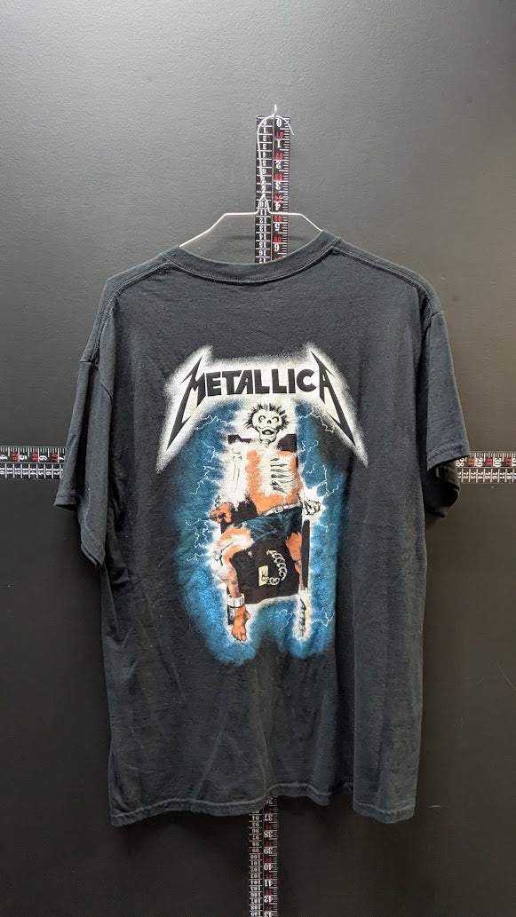 Metallica "Ride the Lightning" Skeleton Electric Chair T-Shirt – Black – Size Large
