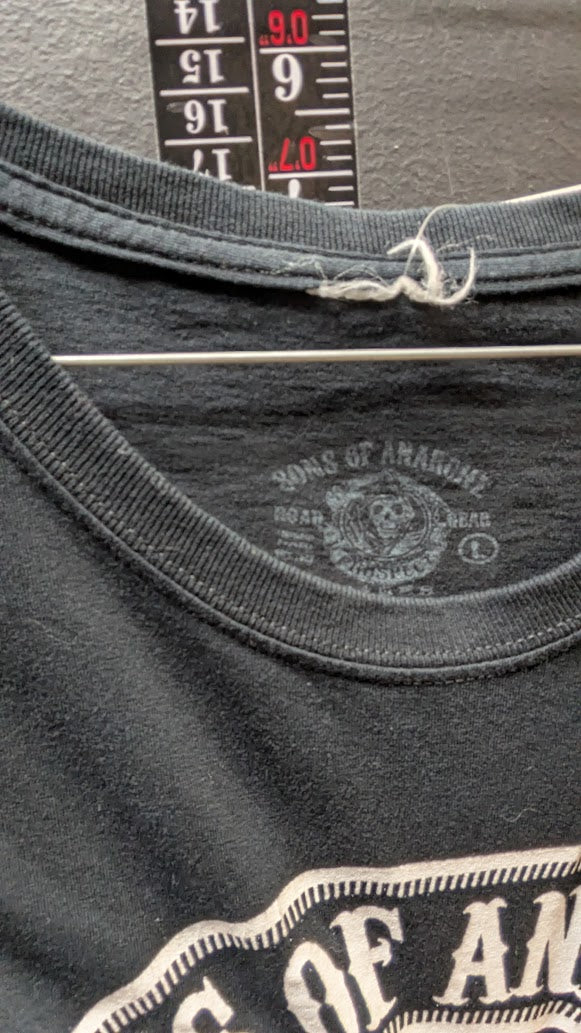 Sons of Anarchy “Charming, CA Skull Logo” Graphic T-Shirt – Black – Size (Faded Tag, Est. Large)