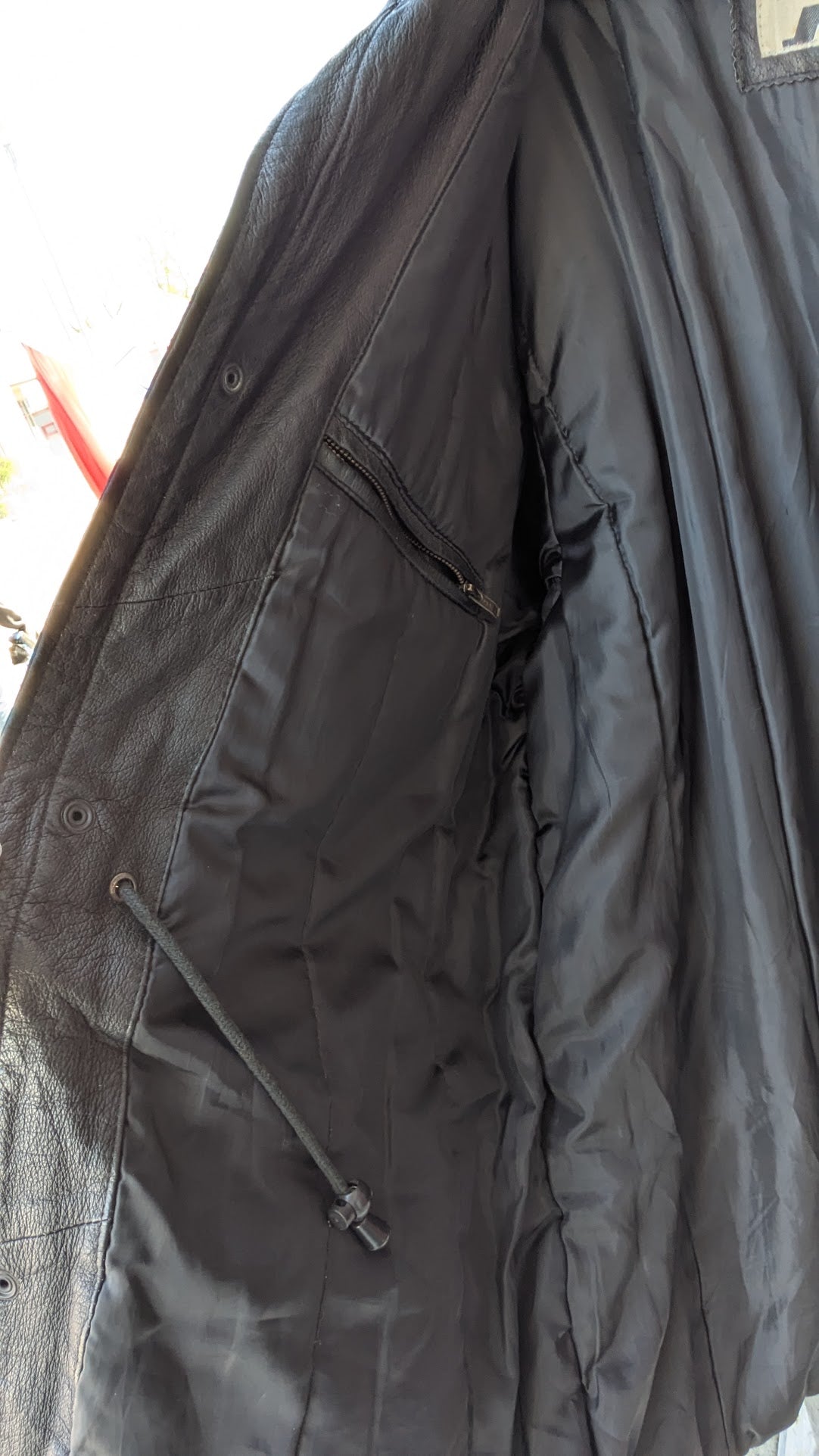 Hase Black Leather Jacket Large Vintage Biker Style Field Coat