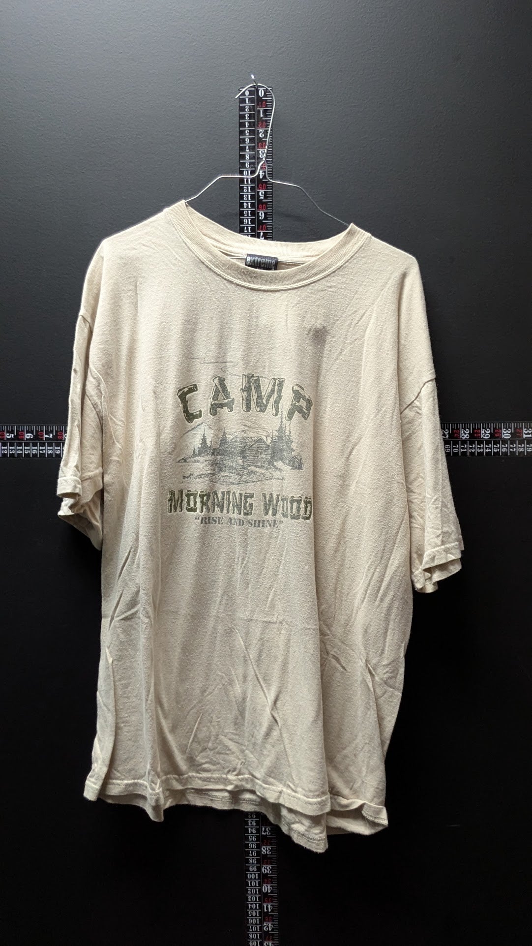 Camp Morning Wood – Rise and Shine! Graphic T-Shirt Tan XL