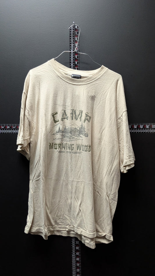 Camp Morning Wood – Rise and Shine! Graphic T-Shirt Tan XL