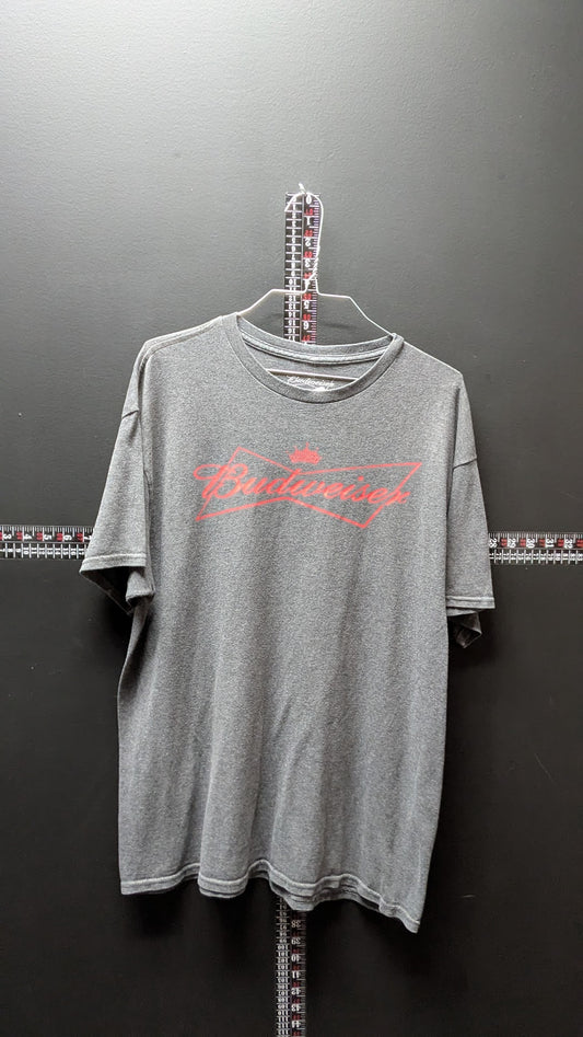 Budweiser Logo Graphic T-Shirt Gray Red Script Large