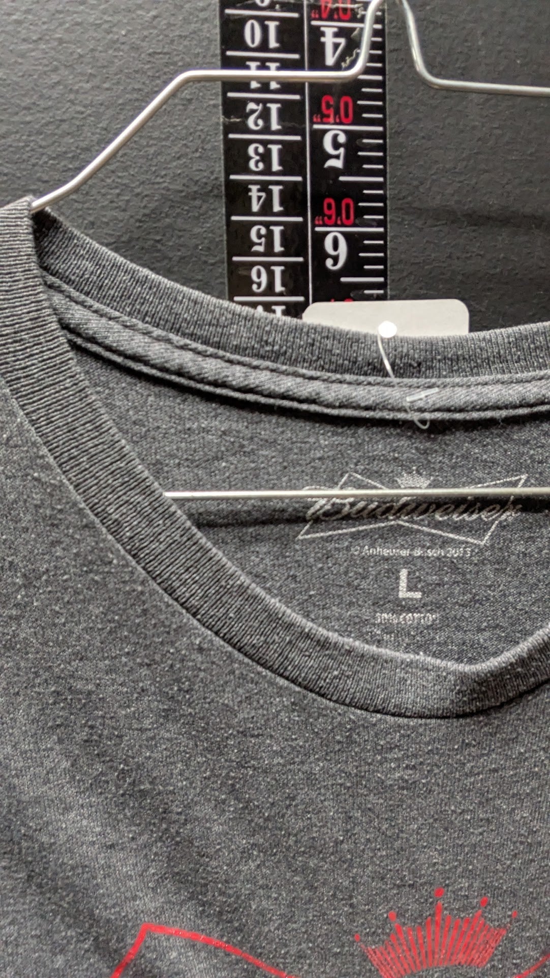 Budweiser Logo Graphic T-Shirt Gray Red Script Large