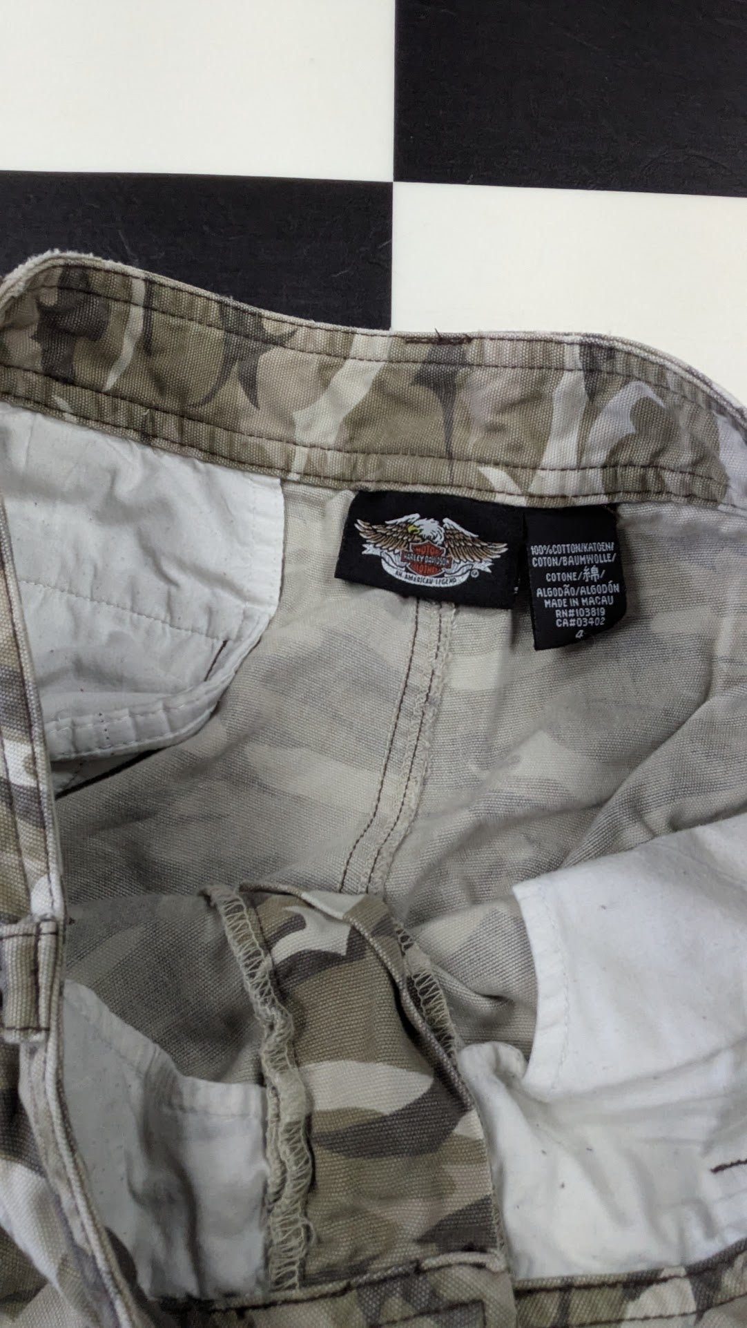 Harley-Davidson Women’s Camo Cargo Riding Pants – Cropped Biker Capris – Size 4