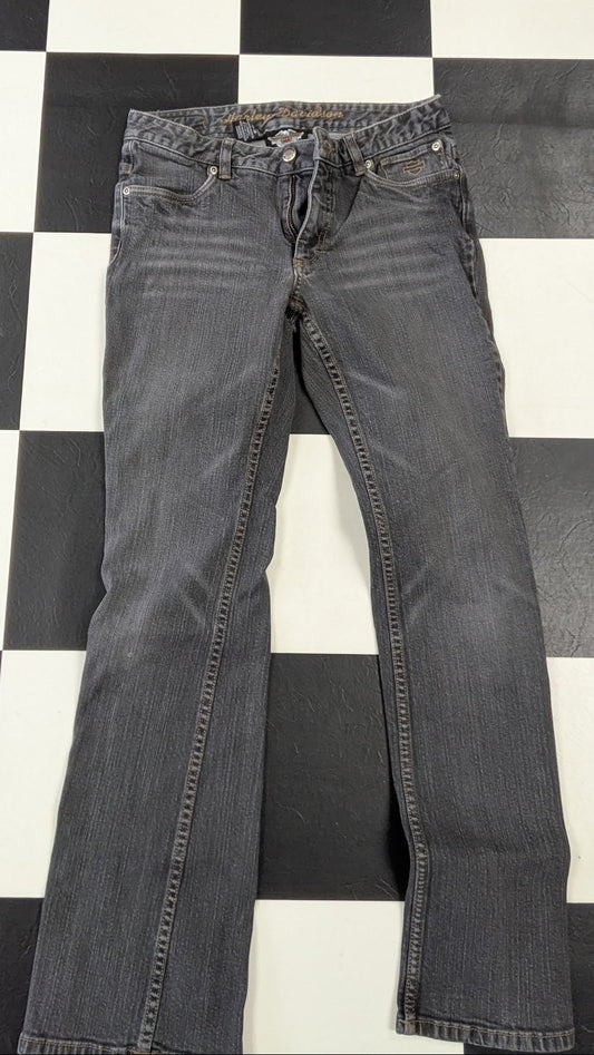 Harley-Davidson Women's Size 6 Charcoal Gray Jeans - Embroidered Logo - Bootcut Biker Denim