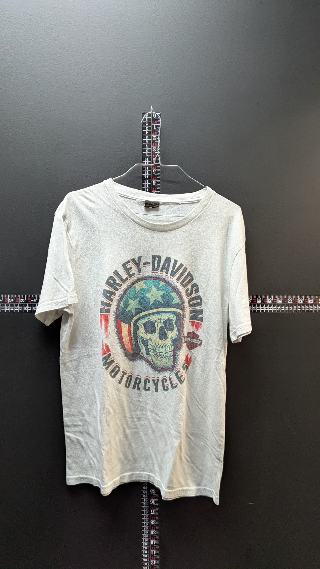 Harley-Davidson Skull Graphic T Shirt White Distressed Biker Tee Men’s Medium