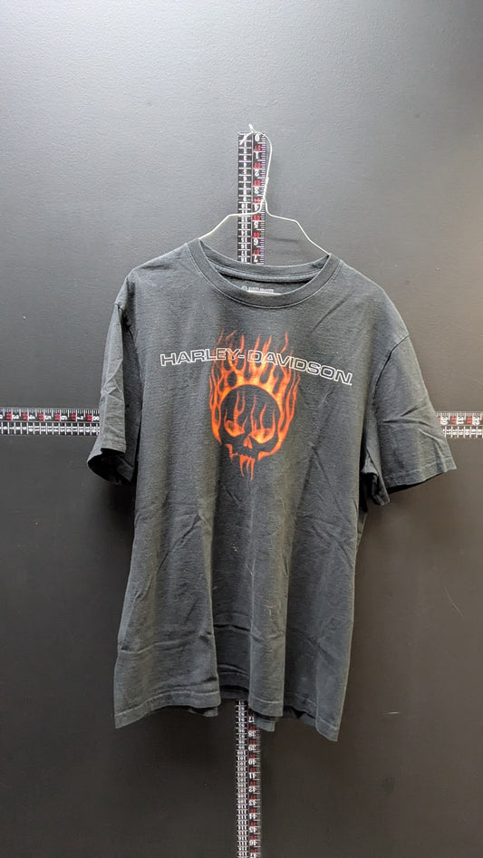 Harley-Davidson Flaming Skull T Shirt Men’s Large Black Thunderhead Kodak TN Tee