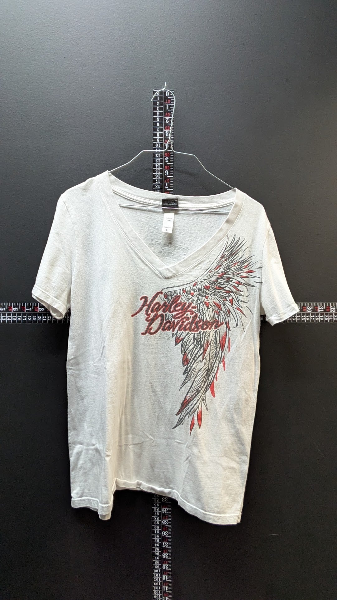 Harley-Davidson Women’s Large White Wing Graphic V Neck T Shirt Bloomington IL