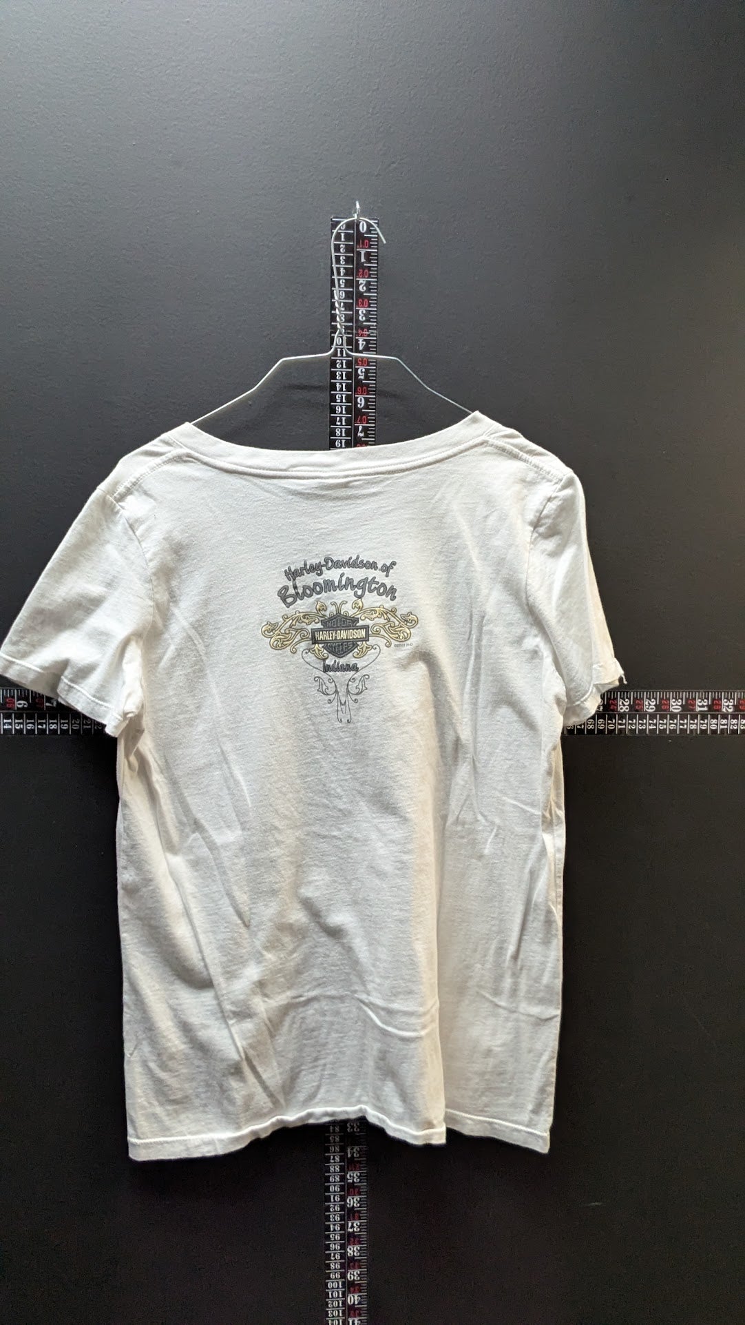 Harley-Davidson Women’s Large White Wing Graphic V Neck T Shirt Bloomington IL