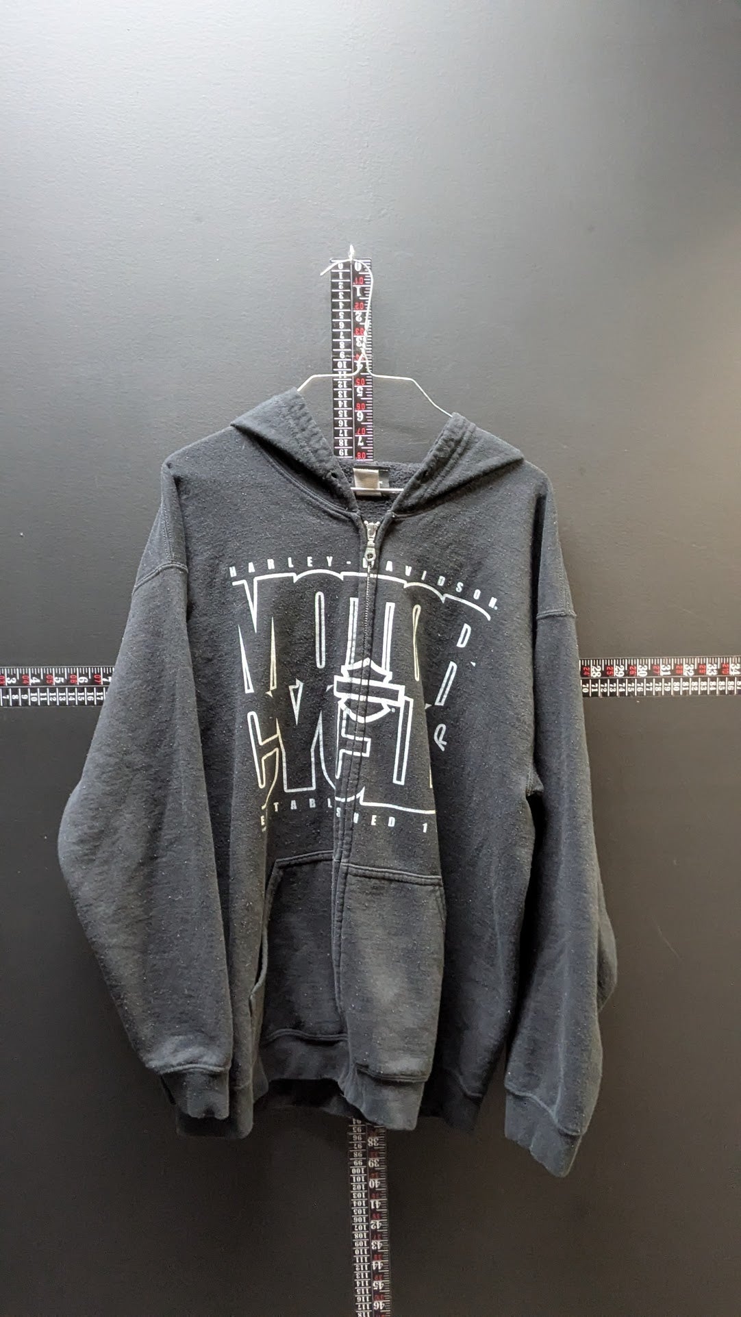 Harley Davidson Zip Hoodie Men’s Large Black Full Zip Sweatshirt Maryland Biker