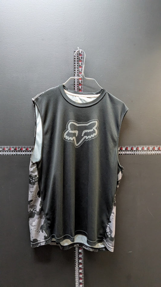 Fox Racing Sleeveless Jersey Shirt Men’s L Black Gray Camo Athletic Motocross
