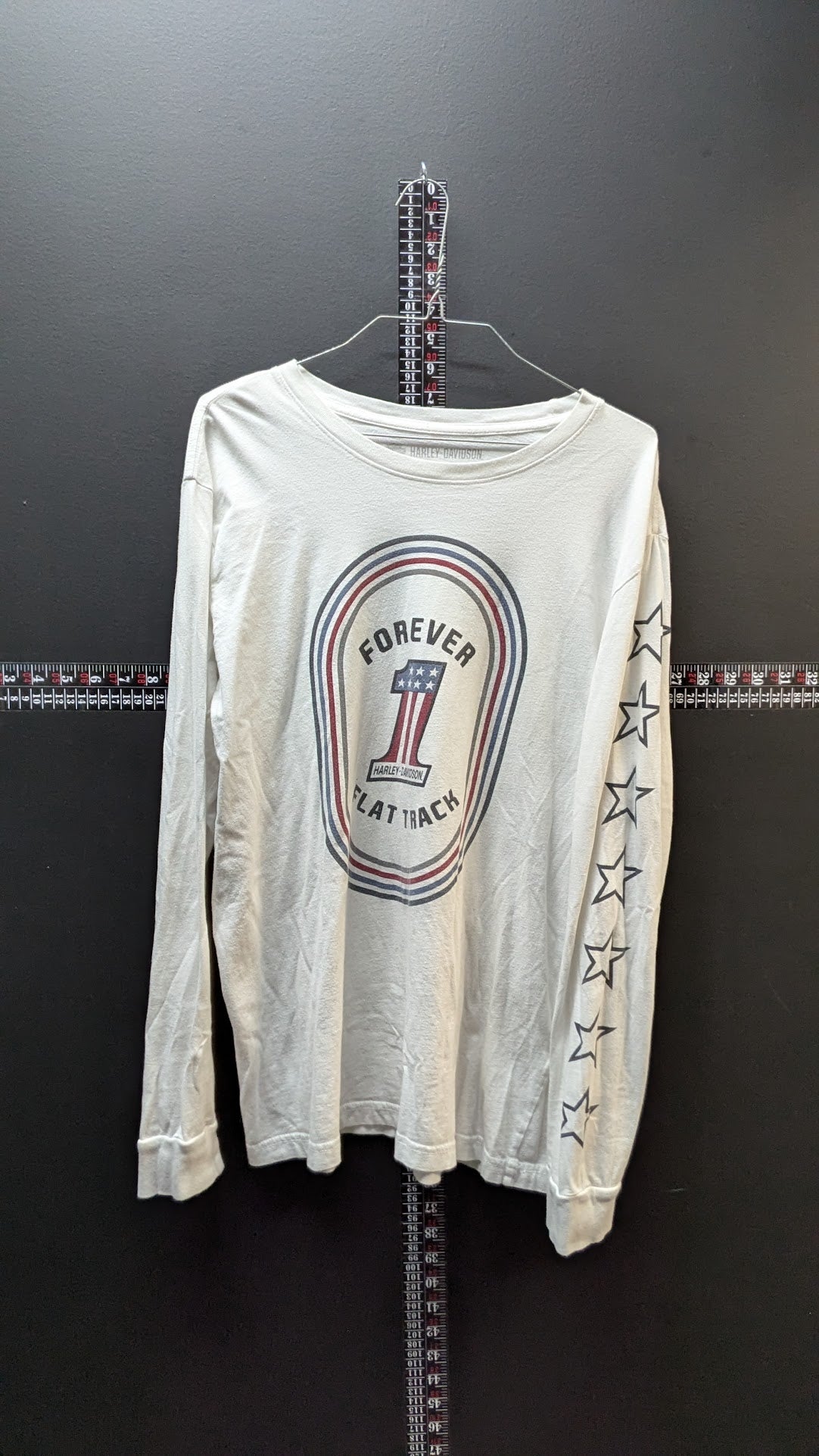 Harley-Davidson Women’s XL Forever Flat Track Long Sleeve White Graphic Shirt