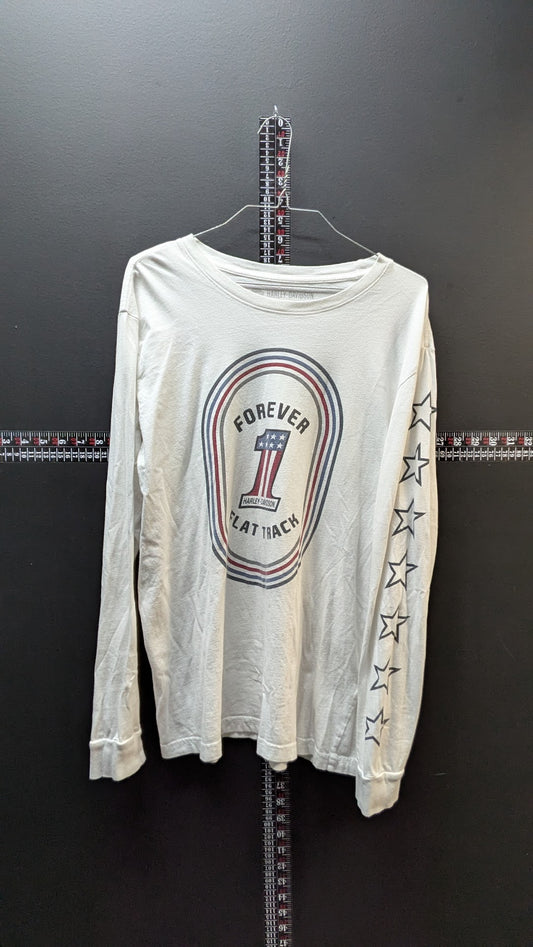 Harley-Davidson Women’s XL Forever Flat Track Long Sleeve White Graphic Shirt