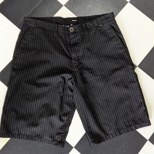 Hurley Men’s Black Pinstripe Shorts Size 34 Casual Skate Surf Chino Shorts