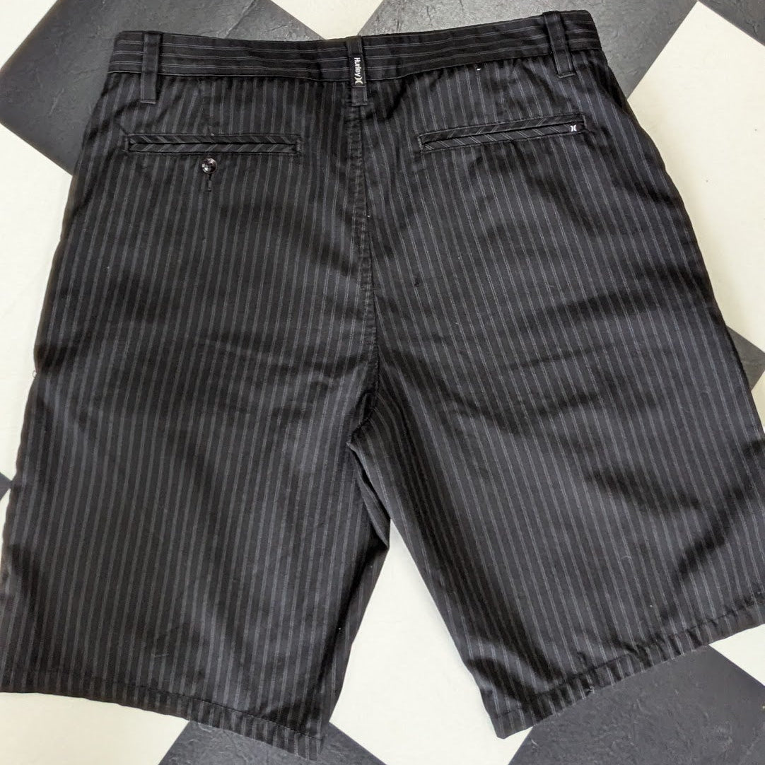 Hurley Men’s Black Pinstripe Shorts Size 34 Casual Skate Surf Chino Shorts