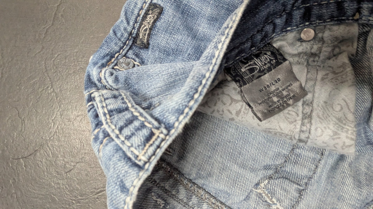 Silver Jeans Co Jake Straight Jeans Men’s 34x30 Light Wash Distressed Denim