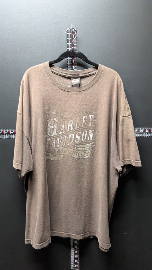 Vintage Harley-Davidson Waco Texas 3XL Brown Faded Distressed T-Shirt Tee USA
