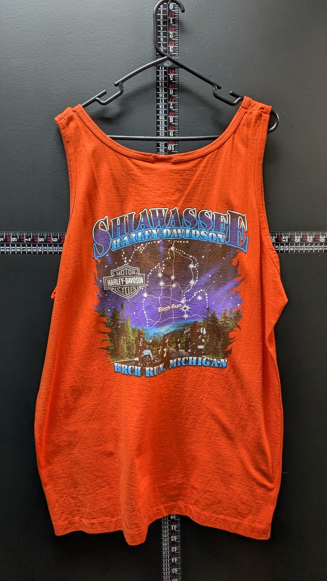 Vintage Harley-Davidson Live To Ride Tank Top 2XL Orange Birch Run Michigan