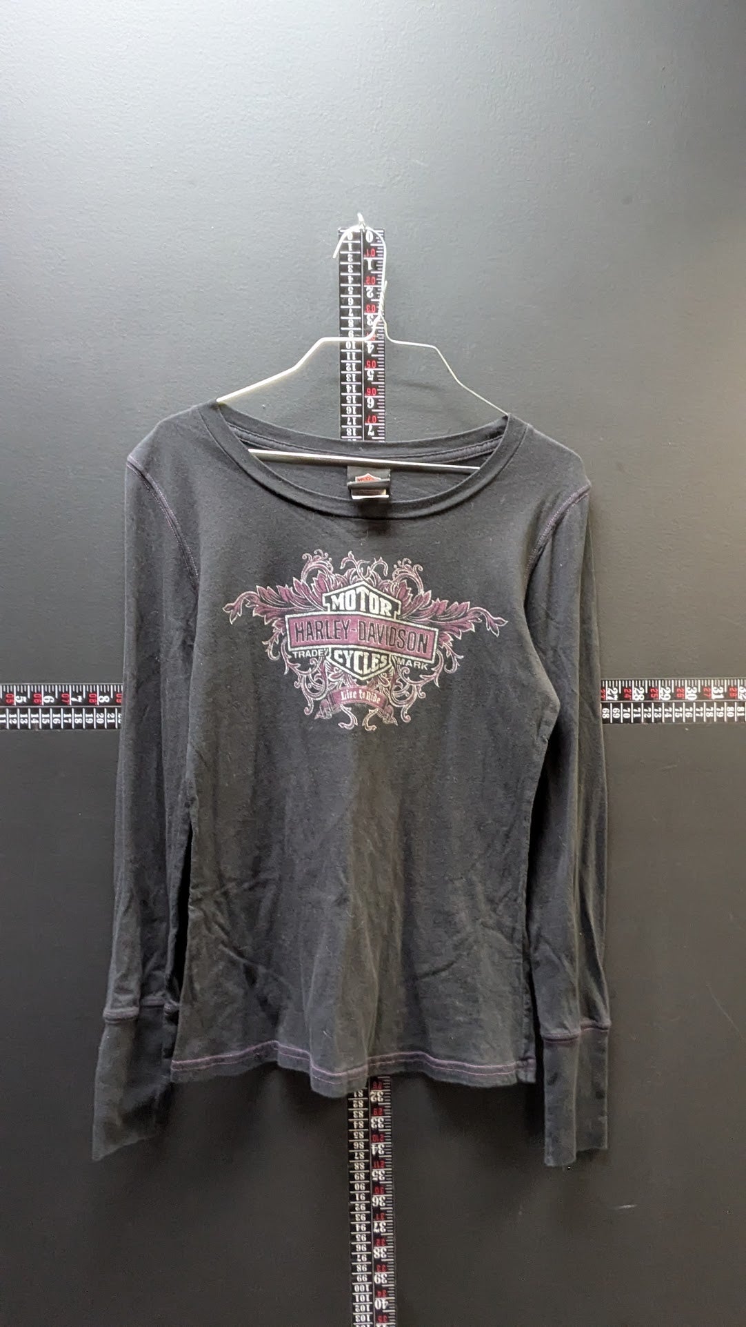 Harley-Davidson Women’s Long Sleeve Shirt Large Black Purple Graphic Top