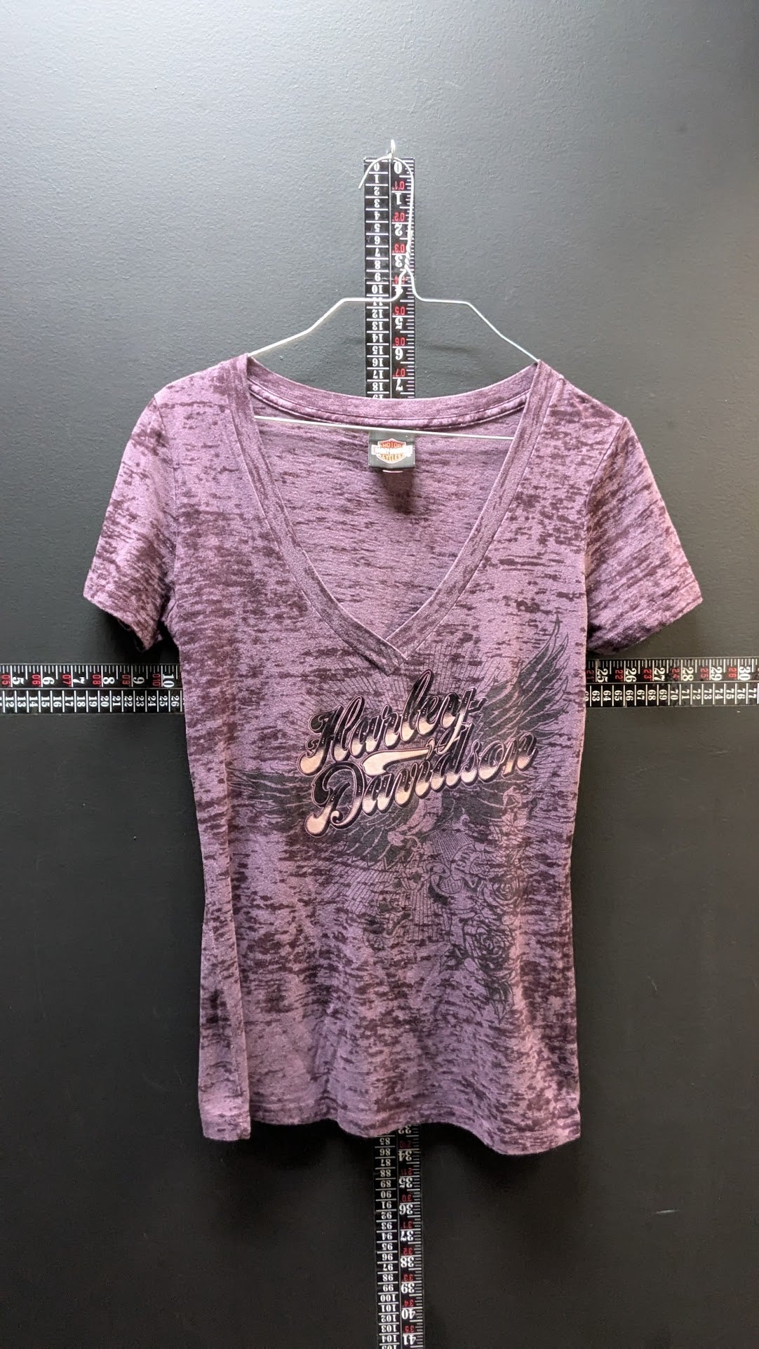 Harley-Davidson Women’s Purple Burnout V-Neck T-Shirt Size Medium Powder Keg