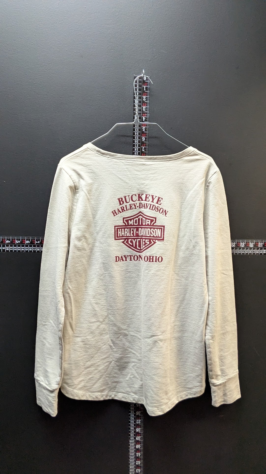 Harley-Davidson Women’s Long Sleeve Shirt Medium Cream Buckeye Dayton Ohio