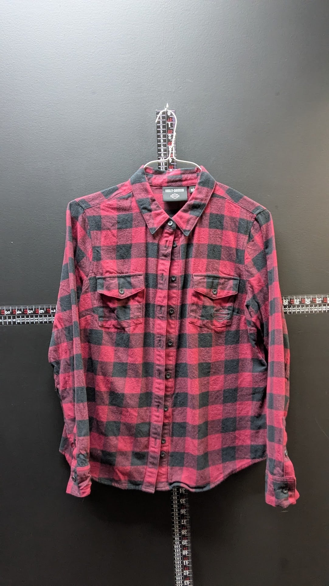 Harley-Davidson Women’s Buffalo Plaid Flannel Shirt Red Black Button Up Large