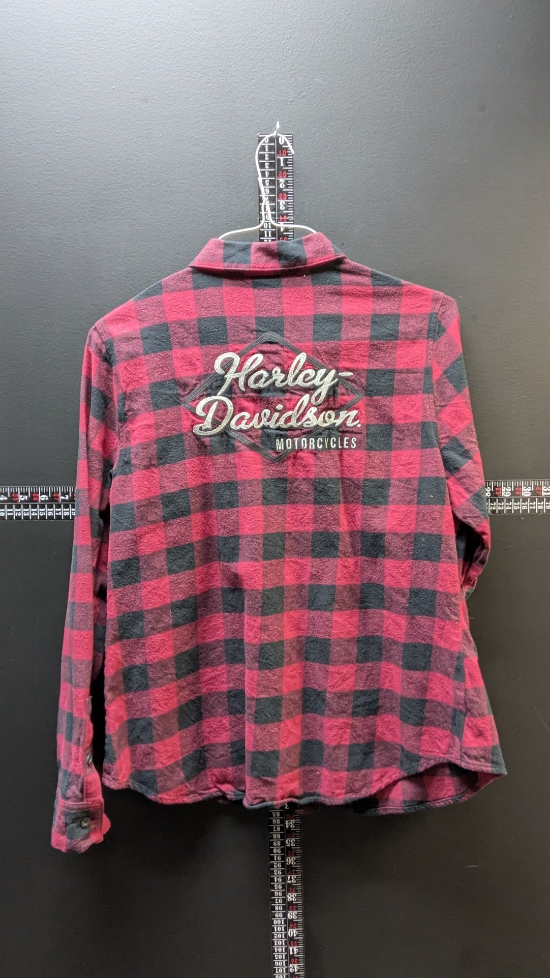 Harley-Davidson Women’s Buffalo Plaid Flannel Shirt Red Black Button Up Large