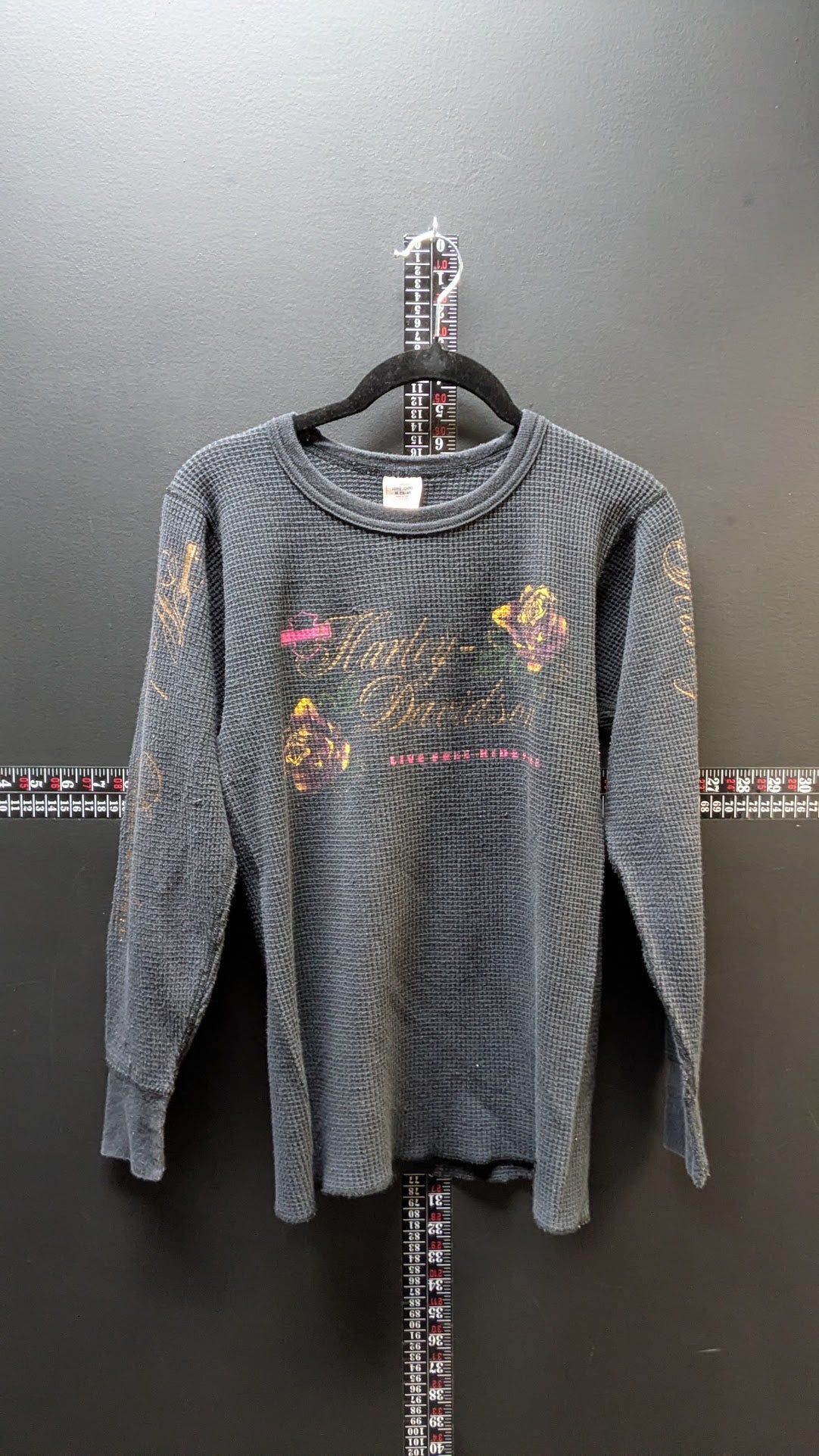 Vintage Harley-Davidson Thermal Shirt Womens Medium Barnett El Paso Texas Waffle Knit