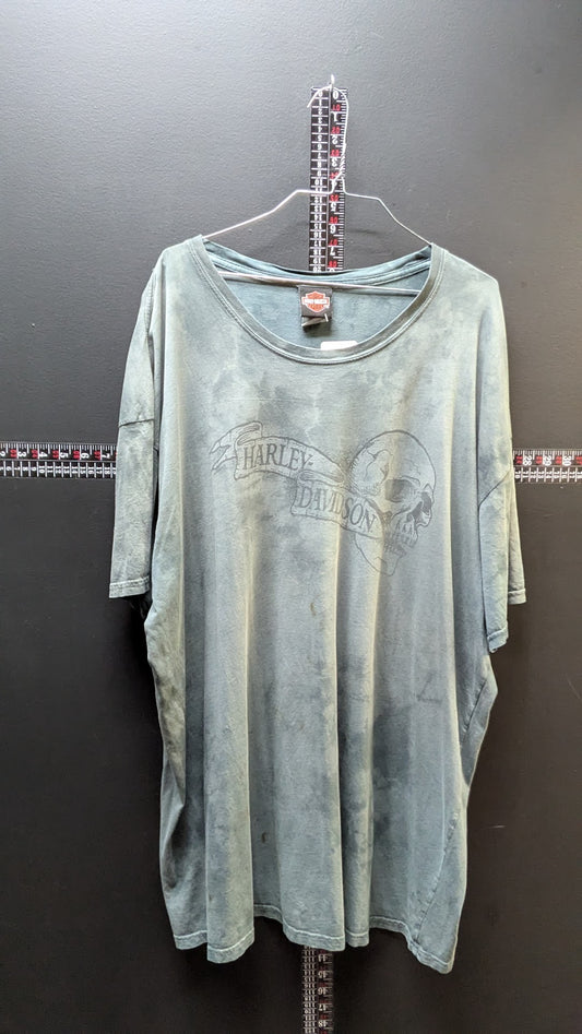 Harley-Davidson Skull T-Shirt Men's  3XL Gray Acid Wash Man O War Kentucky