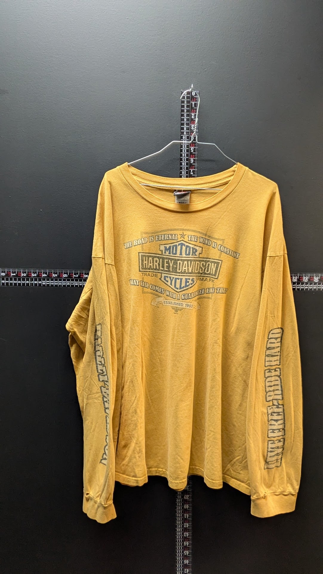 Vintage Harley-Davidson Long Sleeve Shirt XL Traverse City MI Mustard USA Made